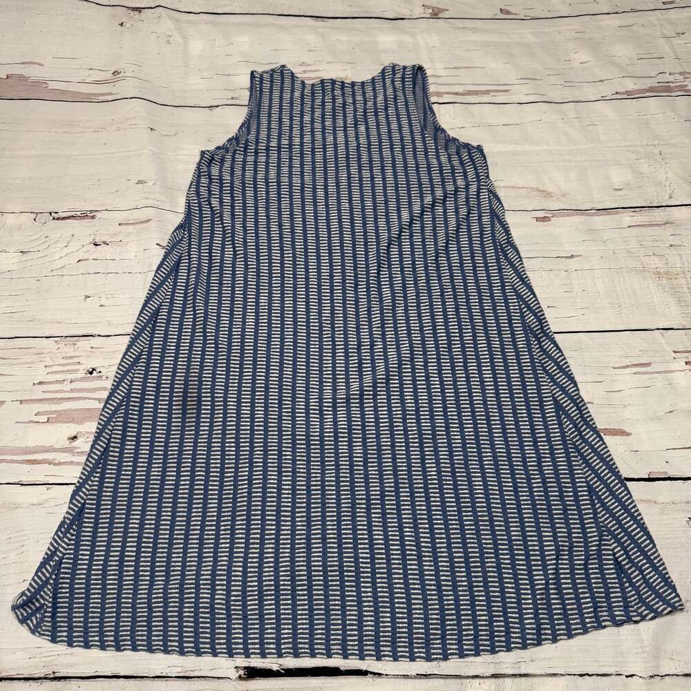 Caution To The Wind Blue and White Striped Sleeveless Button-Front Shirt Dress - Picture 4 of 6